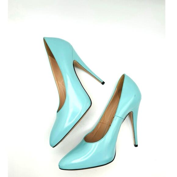 GUCCI GLOSSED-LEATHER PUMPS 110MM ELAISA LEATHER PUMPS IN Mint Green 39.5 - Picture 9 of 16